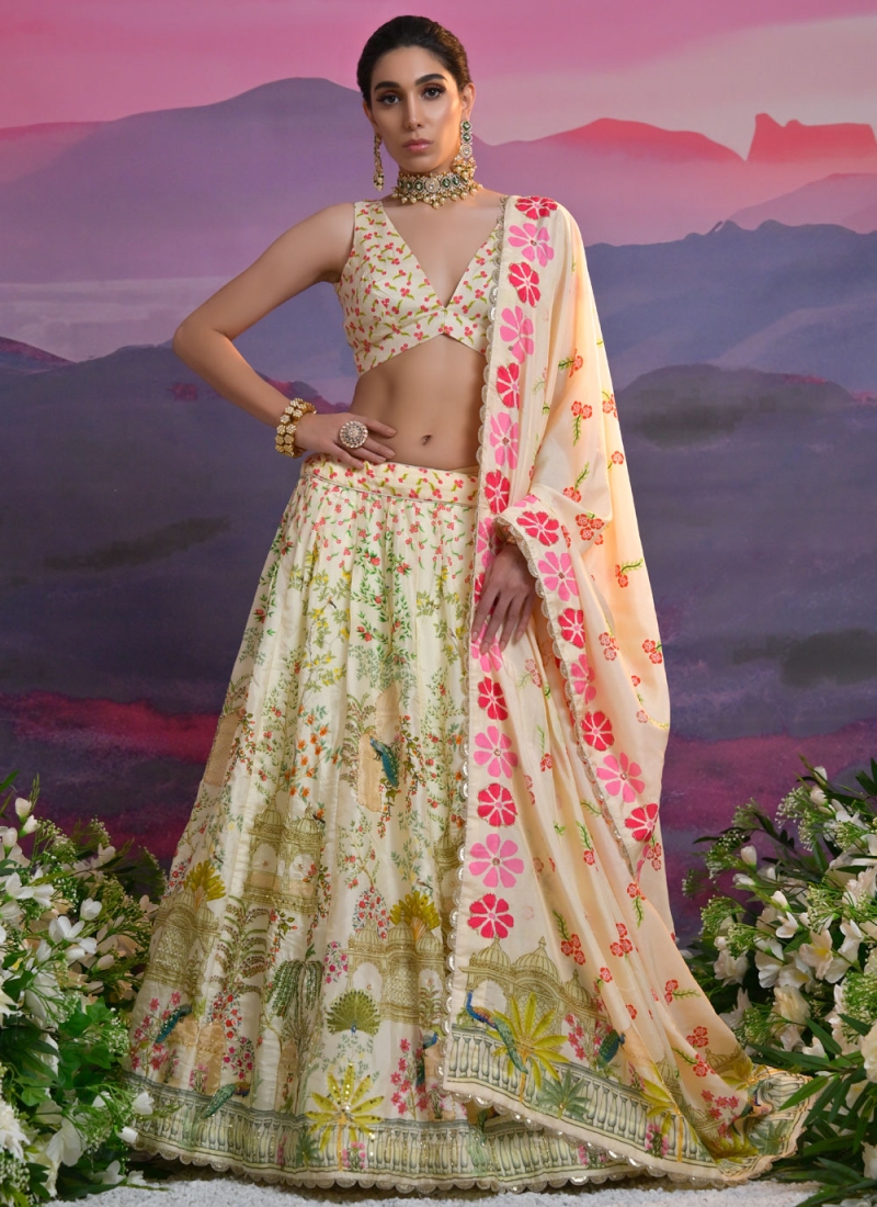 Off White Reception Lehenga Choli