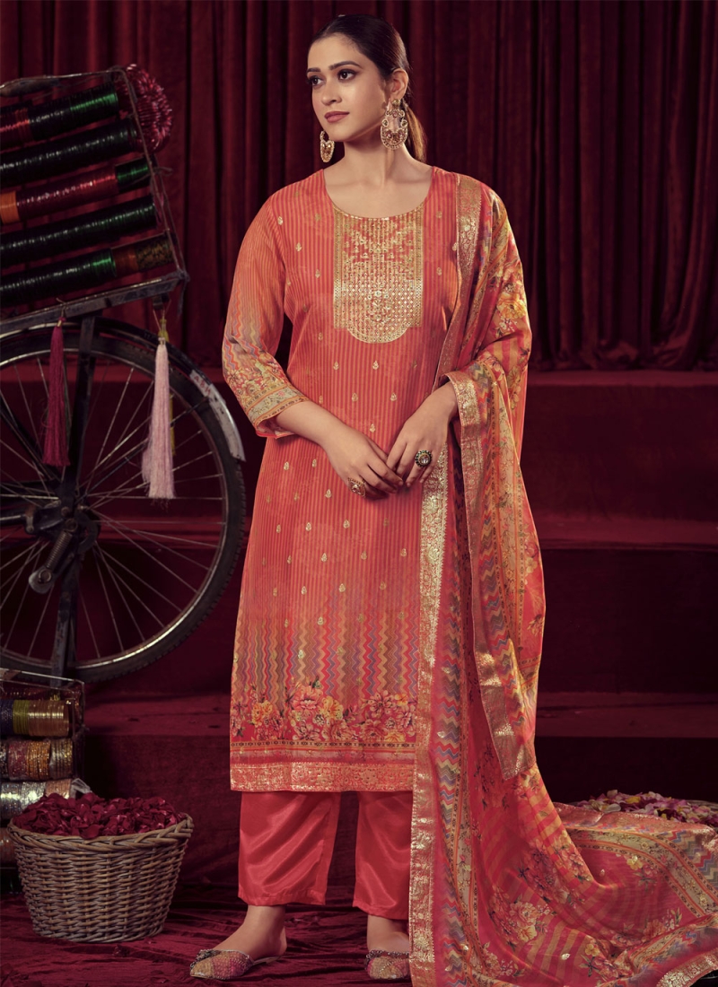 Orange Ceremonial Trendy Salwar Kameez