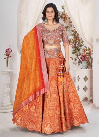 Orange Color Readymade Lehenga Choli