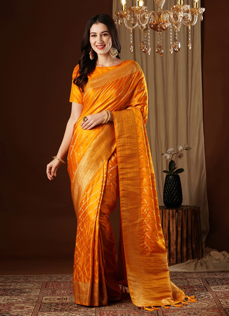 Orange Weaving Classic Saree