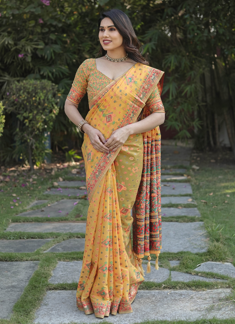 Poornima Bhagyaraj Orange Bridal Saree - Saree Blouse Patterns