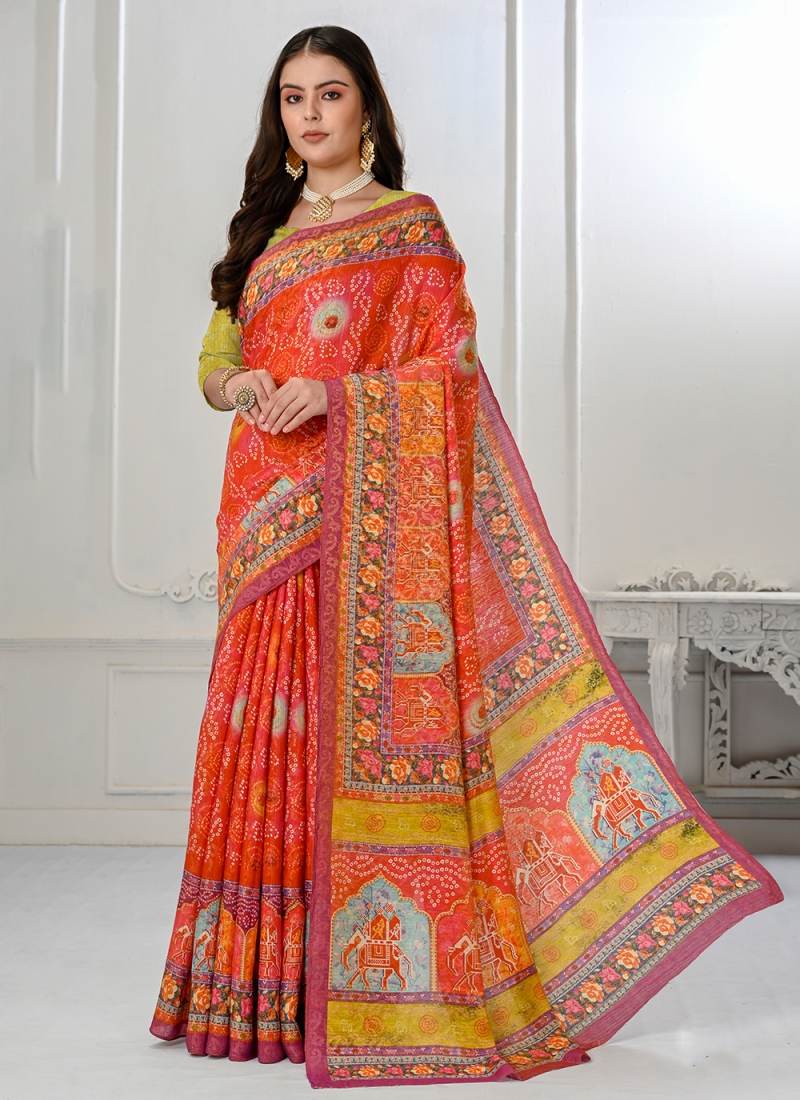 Orange Bridal wear Kanchipuram Silk Saree || Rooprekha – rooprekha