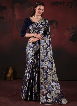 Organza Blue Classic Saree