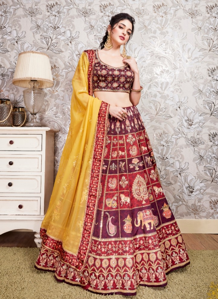 Buy Peach Color Organza Fabric Designer Lehenga Choli Online - LEHV2877 |  Appelle Fashion