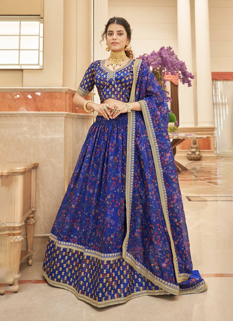 Shop Peach Organza Designer Lehenga Choli Online : 112095 - Ready To Ship