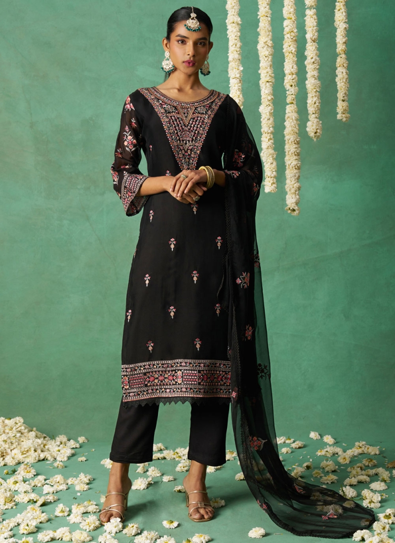 Organza Zari Black Trendy Salwar Kameez