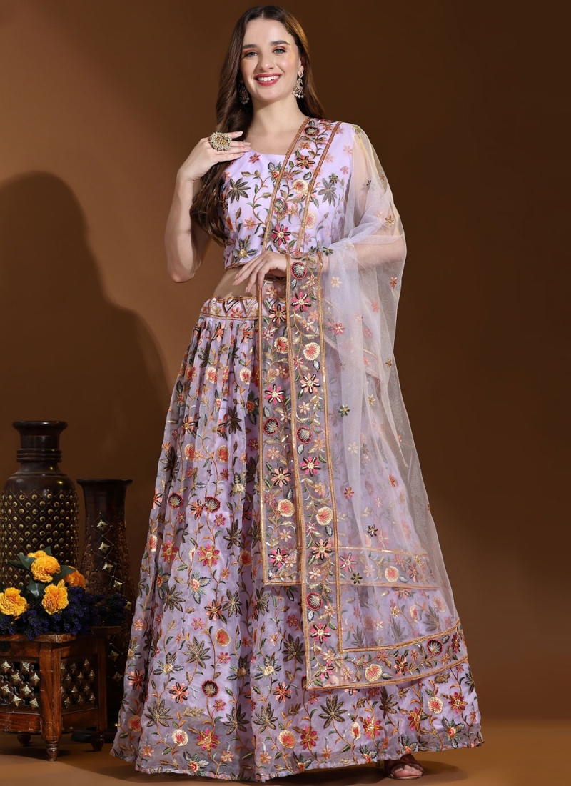 Orphic Embroidered Lavender Readymade Lehenga Choli