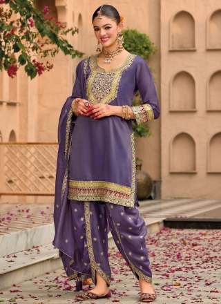 Orphic Shimmer Violet Zari Designer Salwar Kameez