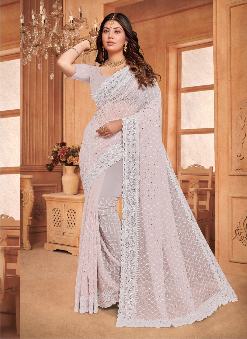 Ostentatious Faux Georgette Resham Coating Classic Saree