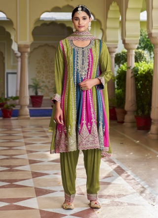 Outstanding Chinon Ceremonial Salwar Suit