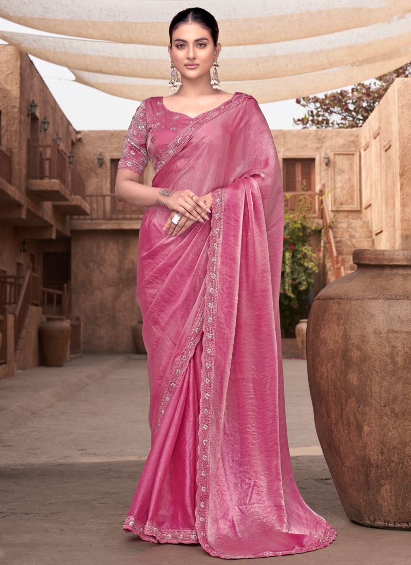 Outstanding Pink Sangeet Bollywood Saree