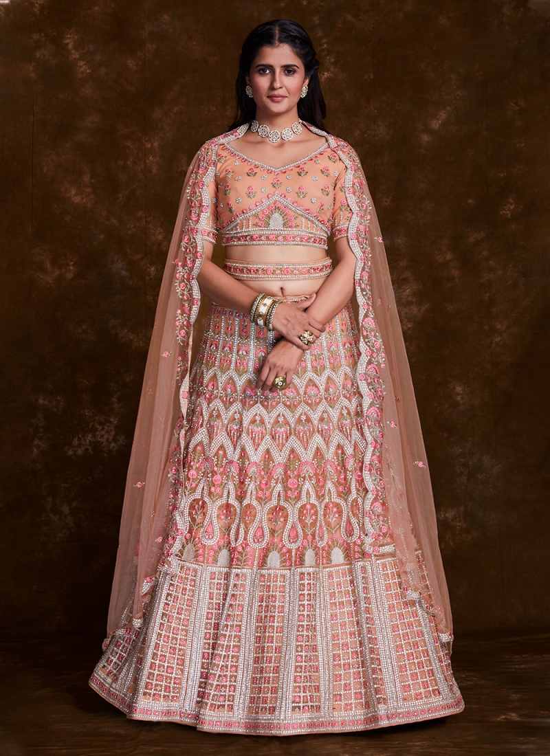 Peach Color A Line Lehenga Choli