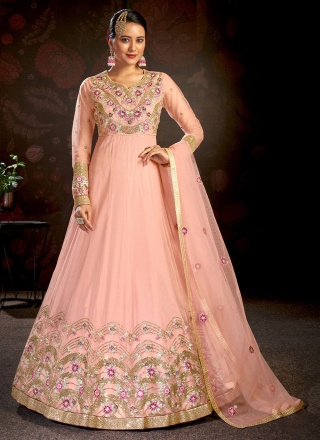 Peach Color Floor Length Designer Salwar Suit