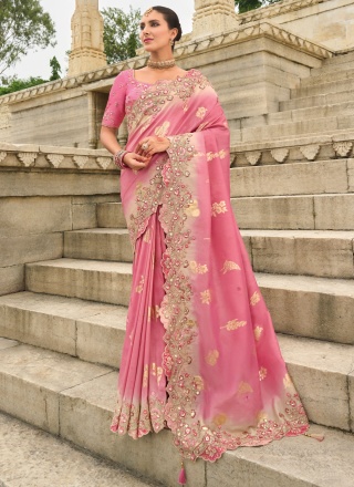 Peach Color Traditional Saree