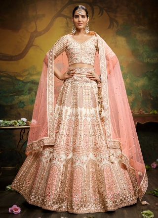 Buy Embellished Silk Off-White Lehenga Choli LLCV115942