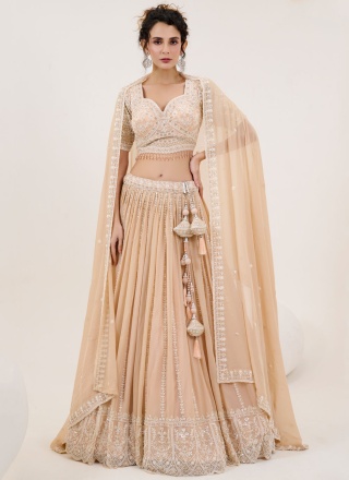 Peach Georgette Wedding Readymade Lehenga Choli