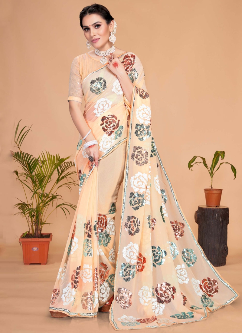 Peach Sangeet Contemporary Saree