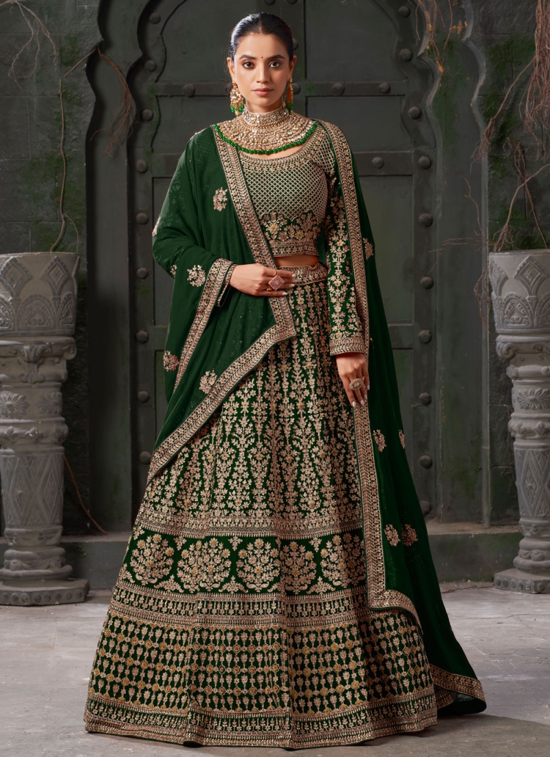 Peppy Green Cord Georgette Readymade Lehenga Choli