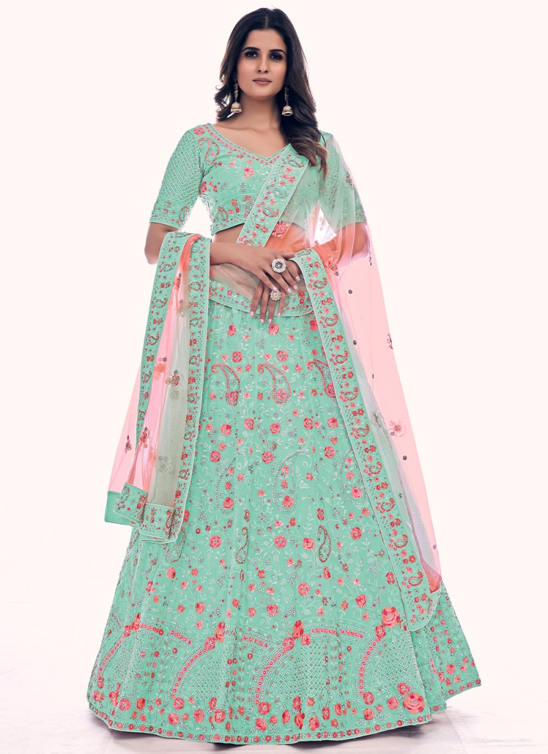 EthnoVogue Peach-Coloured Made to Measure Lehenga with Blouse