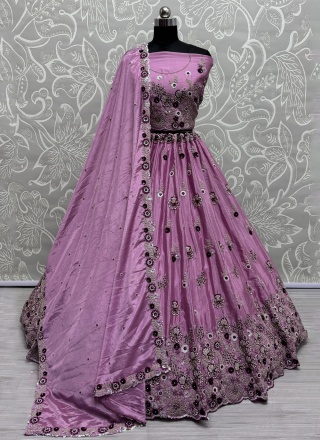 Picturesque Embroidered Purple Trendy Lehenga Choli