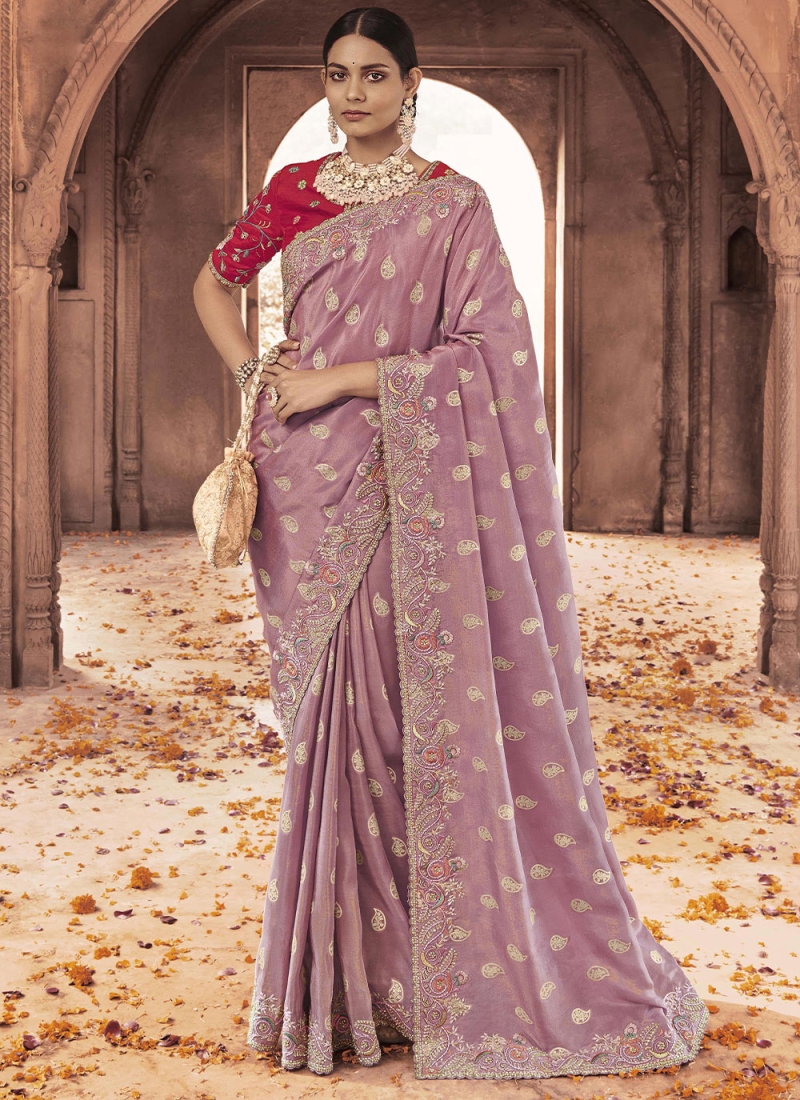 Satin Silk Dark Mauve Printed Light Weight Saree |SARV165835