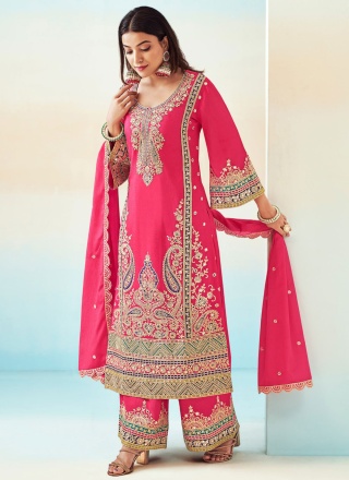 Pink and Rani Color Readymade Salwar Kameez