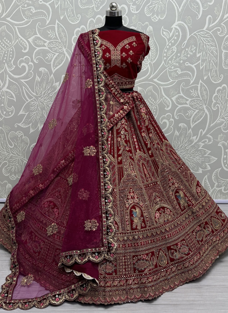 Pink and Rani Embroidered Designer Lehenga Choli