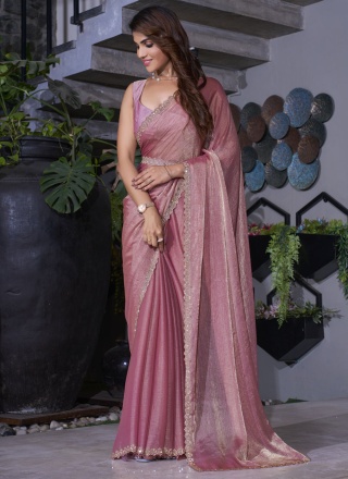 Pink and Rust Swarovski Classic Saree