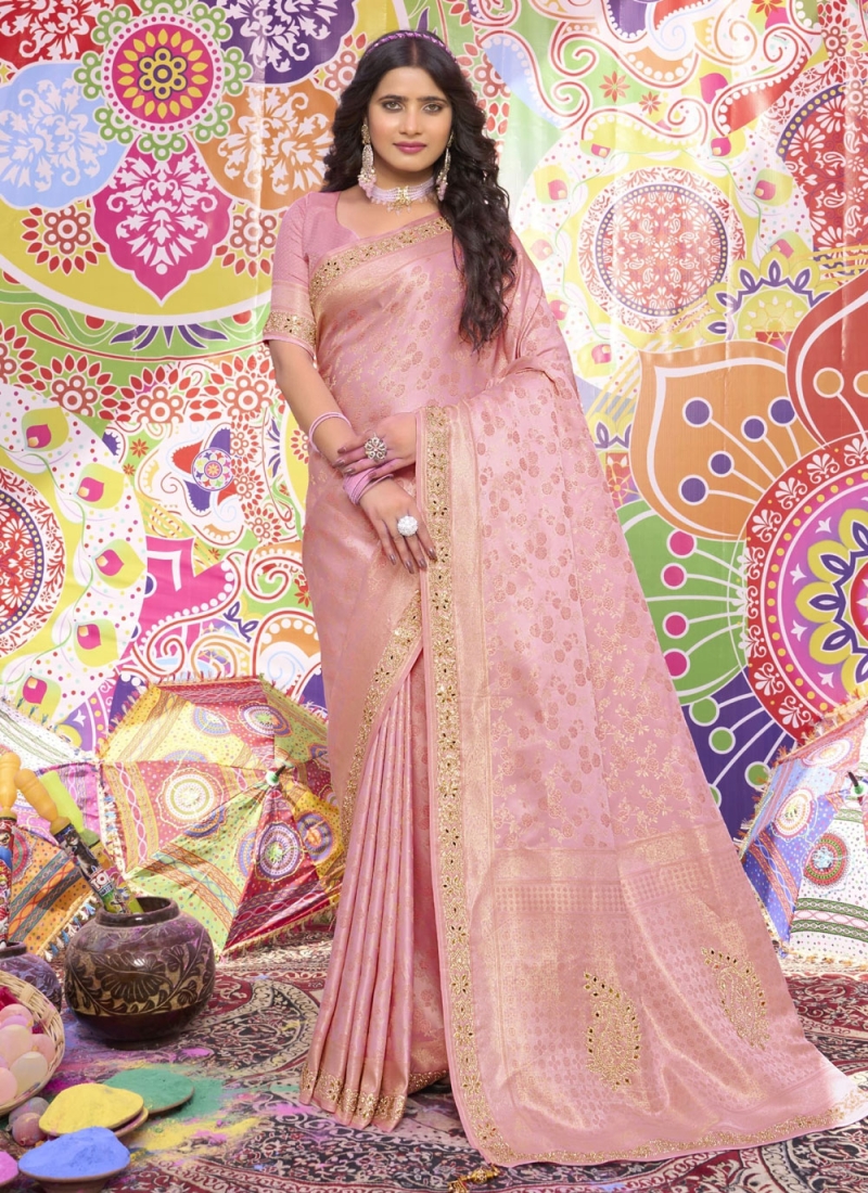 Pink Brocade Trendy Saree