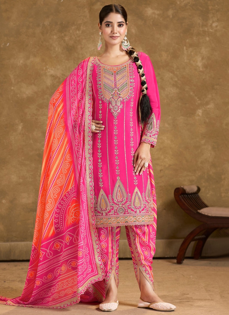 Pink Chinon Festival Salwar Kameez