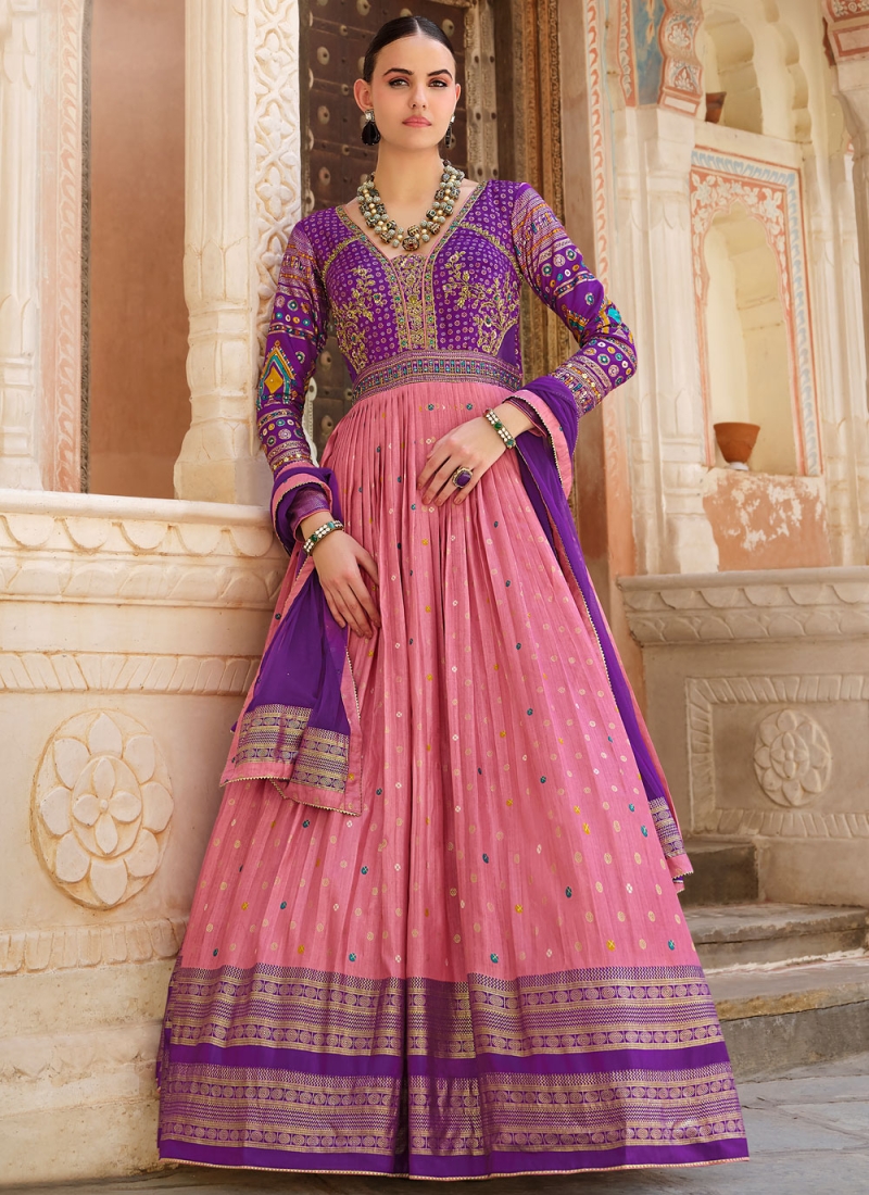 Pink Mehndi Designer Gown