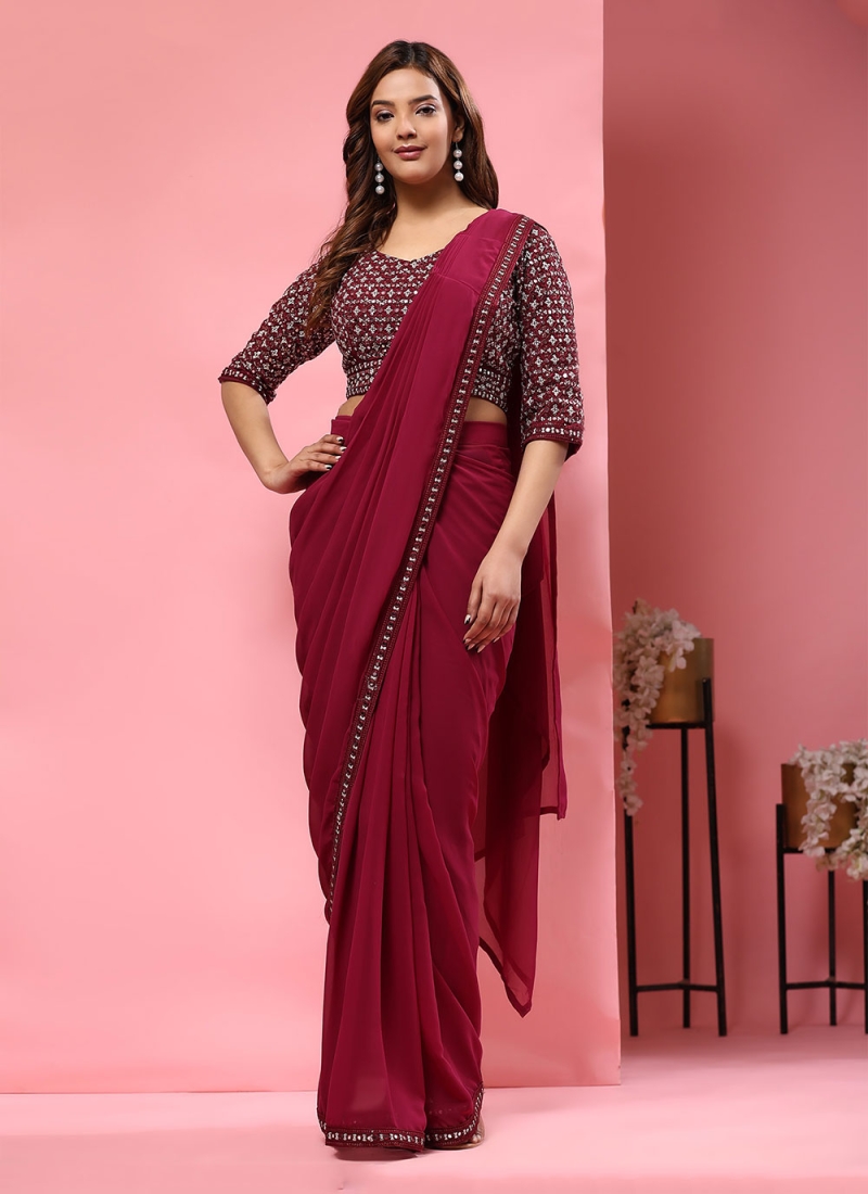 Pink Mirror Designer Saree