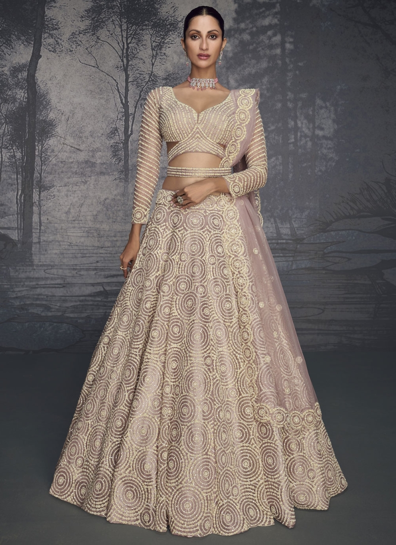 Pink Net Mehndi Readymade Lehenga Choli