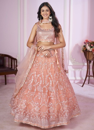 Pink Net Sangeet Trendy Lehenga Choli