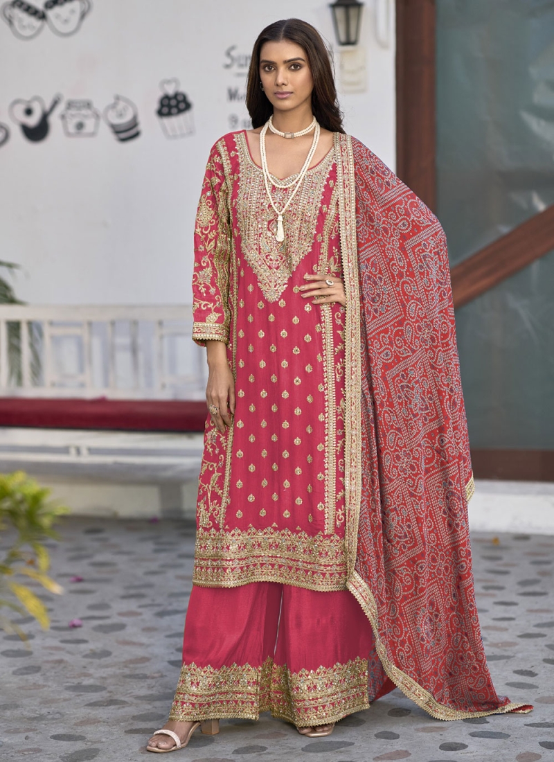 Pink Party Chinon Designer Salwar Kameez