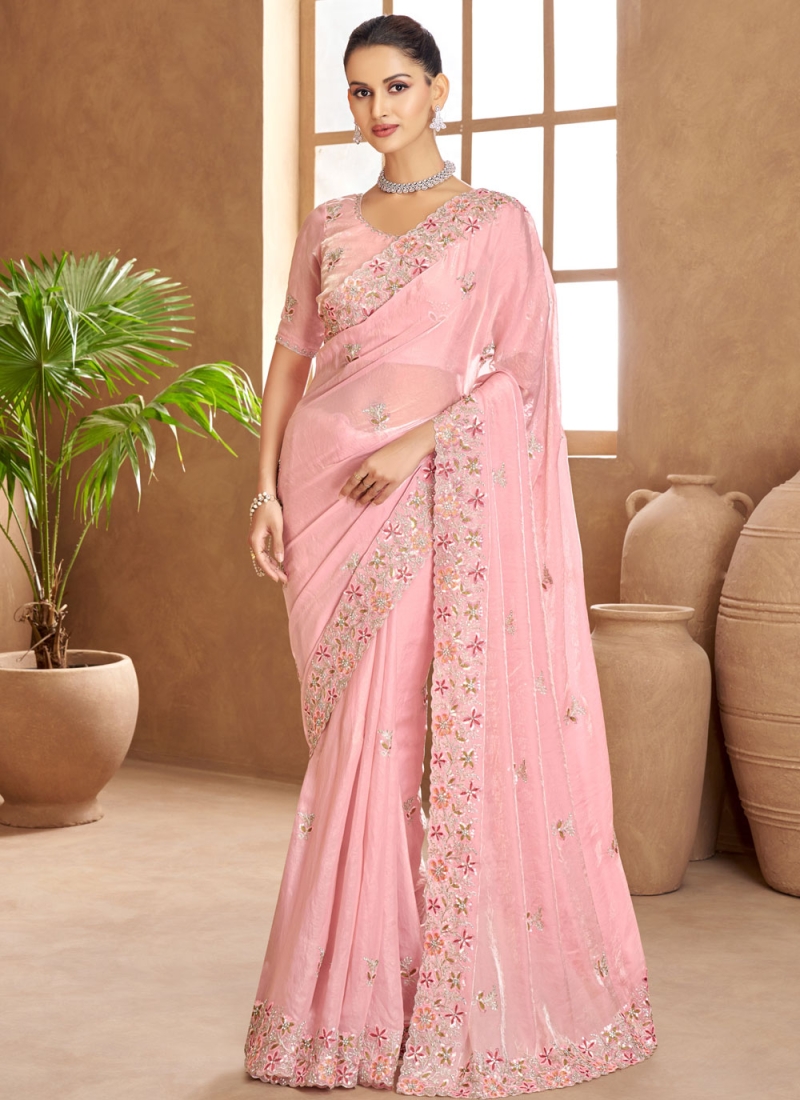 Pink Reception Designer Saree