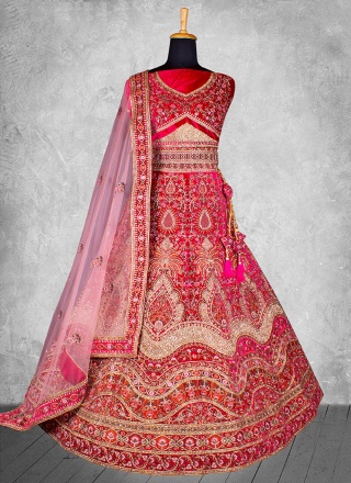 Pink Thread Work Bridal Designer Lehenga Choli