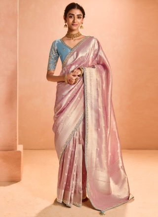 Pink Tissue Reception Classic Saree