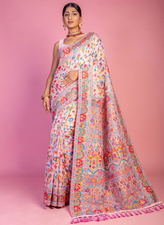 Pink Weaving Pashmina Classic Saree