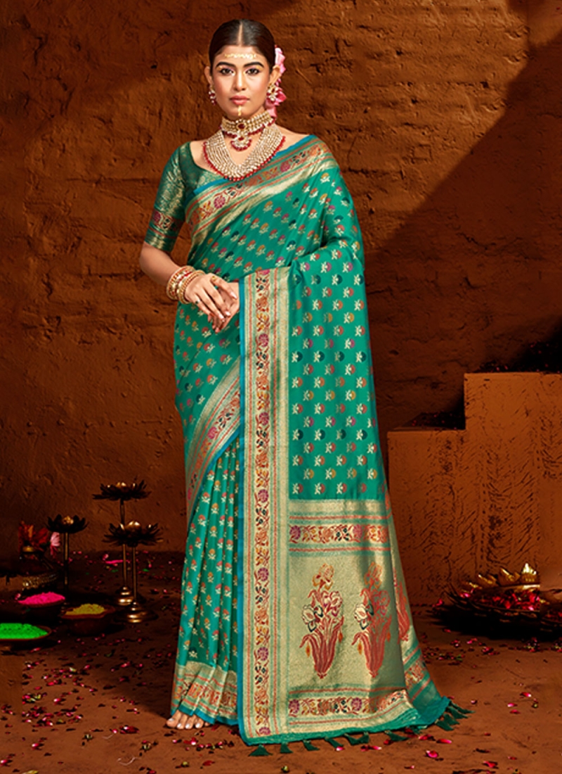 Piquant Green Woven Saree