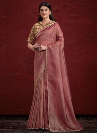 Pleasance Maroon and Rani Banarasi Silk Trendy Saree