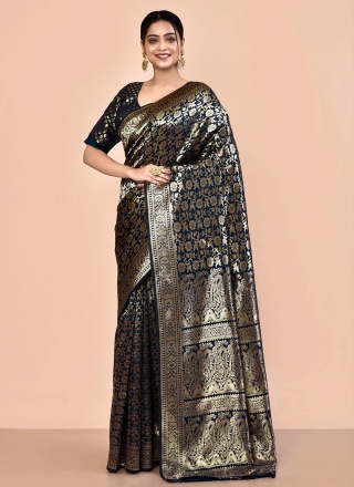 Pleasing Black Party Saree