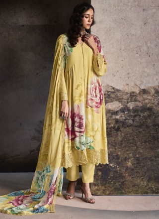 Precious Digital Print Yellow Salwar Kameez 