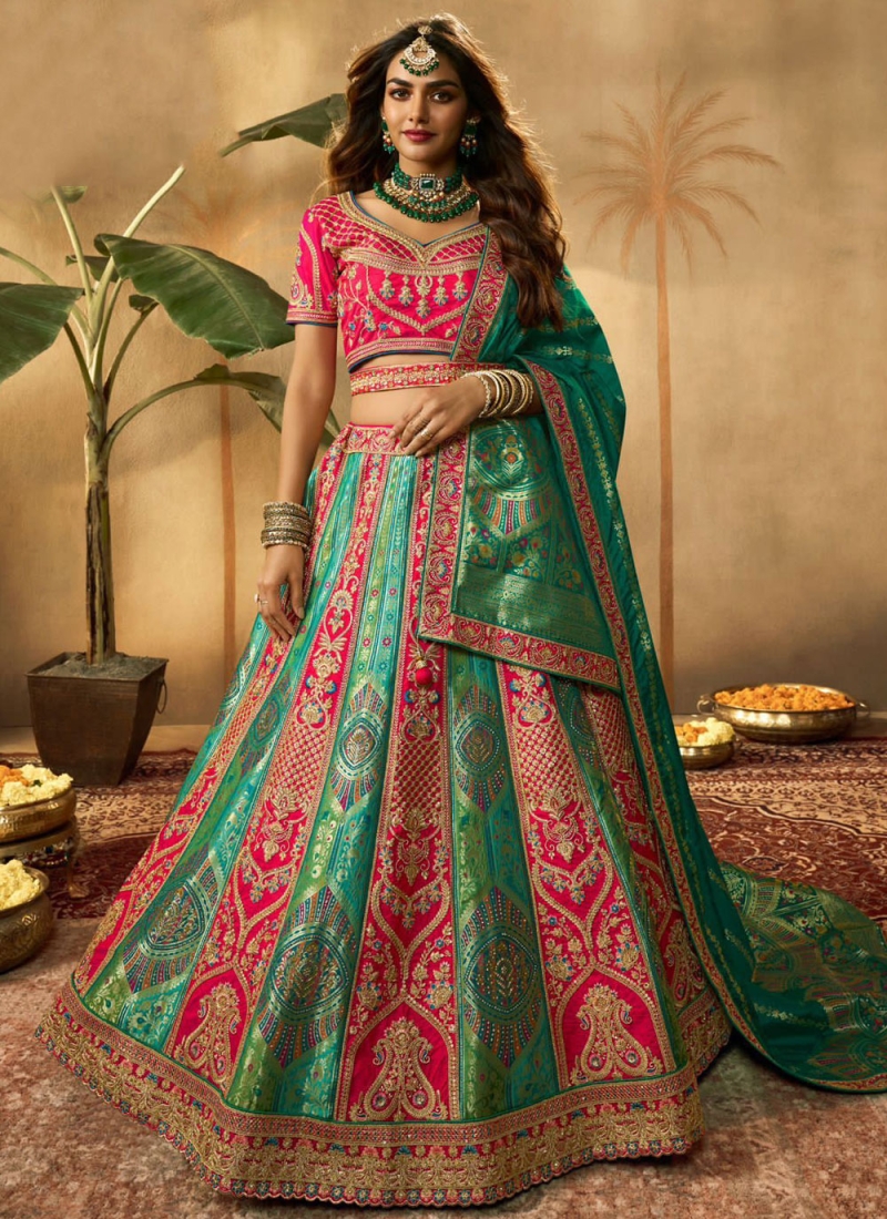 27+ Dark Green Lehenga Designs For Brides To Be - ShaadiWish | Bridal  lehenga, Lehenga designs, Bridal outfits