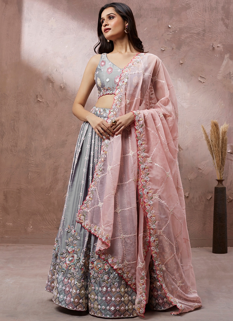 Buy Pink Stonework Net Designer Gown - Koskii