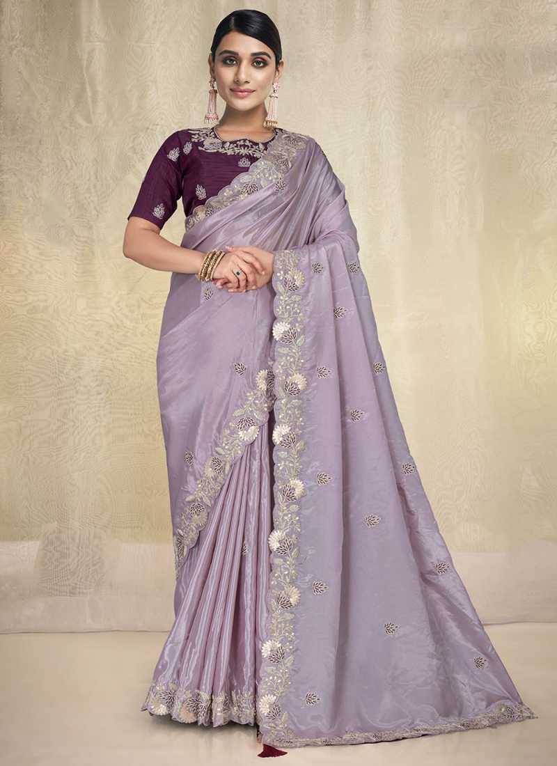Buy Lavender sarees online | Lavender sarees styles | Online Lavender sarees