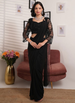 Prepossessing Lycra Black Classic Saree