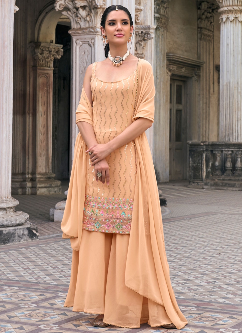 Prepossessing Peach Designer Salwar Kameez