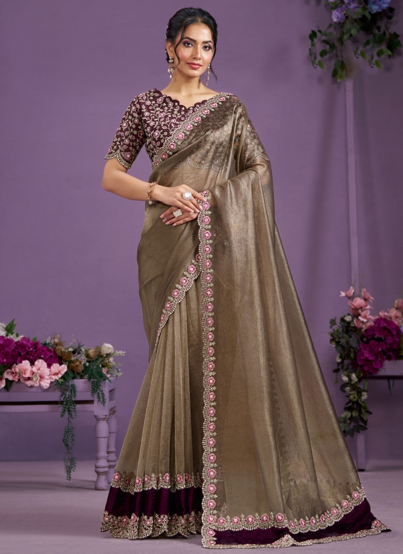 Pretty Embroidered Banarasi Silk Classic Saree