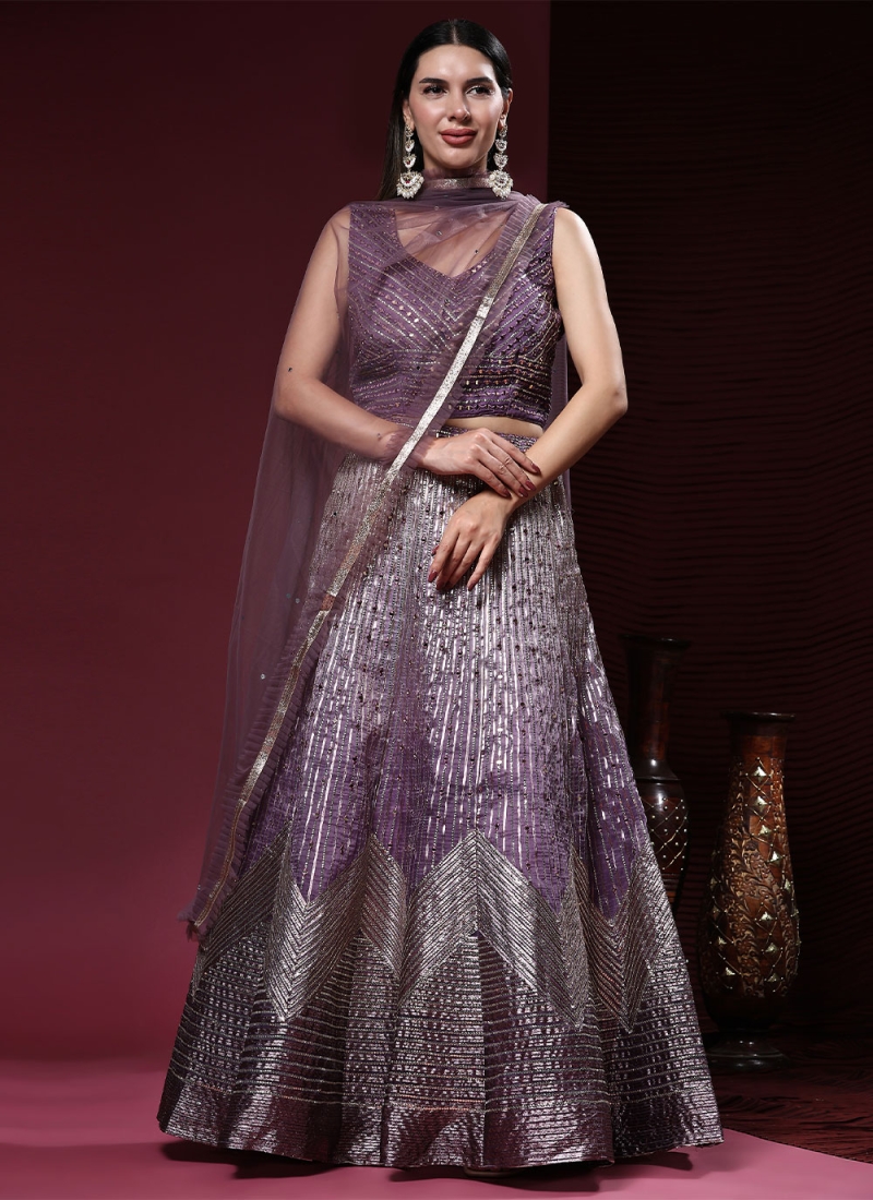 Buy Designer Sarees, Salwar Kameez, Kurtis & Tunic and Lehenga  Choli.Beauteous Net Light Slate Grey Lehenga Choli